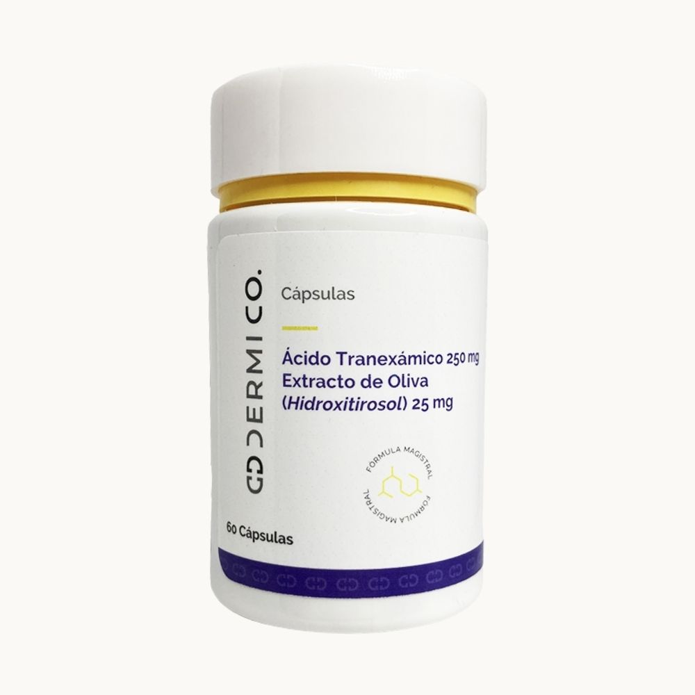 Ácido Tranexámico 250 mg con Extracto de Oliva (Hidroxitirosol 25 mg) – 60 cápsulas – Dérmico